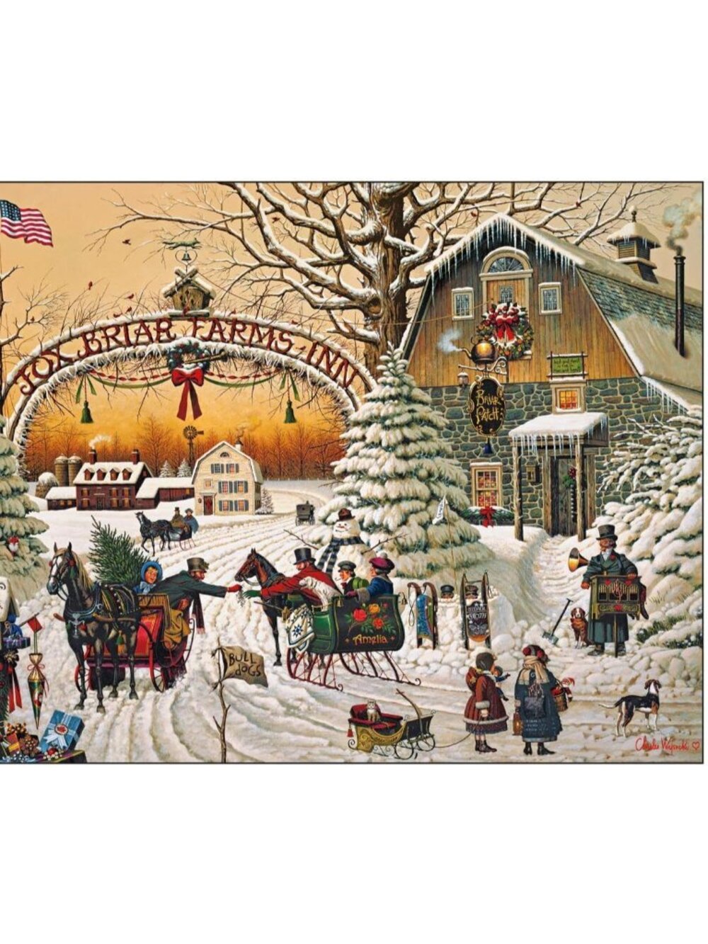 A Christmas Greeting - Charles Wysocki - 1000 Piece Holiday Jigsaw Puzzle Colo - Picture 5 of 5